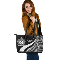 Samoa Large Leather Tote Bag - White Polynesian Tentacle Tribal Pattern - Polynesian Pride