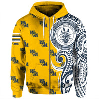 Custom Hawaii Hoodie Waipahu High Tribal Kakau Zip Hoodie - Polynesian Pride