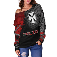 Wallis and Futuna Polynesian Personalised Women's Off Shoulder Sweater - Polynesian Chain Style - Polynesian Pride