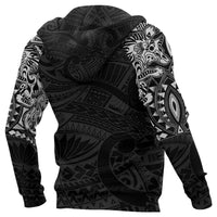 New Zealand Zip up Hoodie, Maori Tattoo Wolf Dragon Zipper Hoodie White - Polynesian Pride