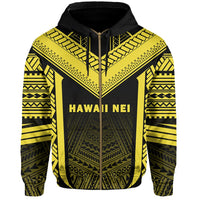 Hawaii Kanaka Polynesian Zip up Hoodie Active Yellow - Polynesian Pride