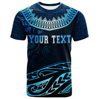 Fiji Custom T Shirt Serrated Pattern Blue Color - Polynesian Pride