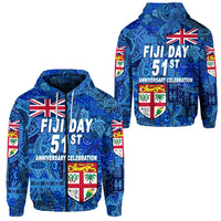 Fiji Day Zip Hoodie Independence Anniversary Original Style LT8 Unisex Blue - Polynesian Pride