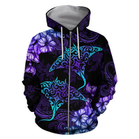 Beautiful Ray Hibiscus Polynesian Hoodie (Zip up) AH Unisex Black - Polynesian Pride