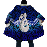 Maori Moko Tattoo Manaia Pounamu Aotearoa New Zealand Cloak Unisex Blue - Polynesian Pride