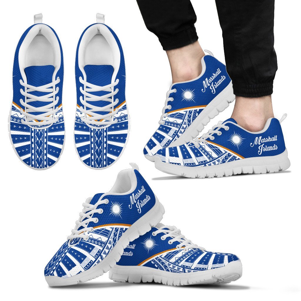 Marshall Islands Rising Sneakers - Marshall Islands Flag 2nd - A16 Kid's Sneakers - White Sole - Polynesian Pride