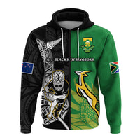 Custom New Zealand and South Africa Rugby Hoodie All Black Maori Mix Springboks LT14 Zip Hoodie Black - Polynesian Pride