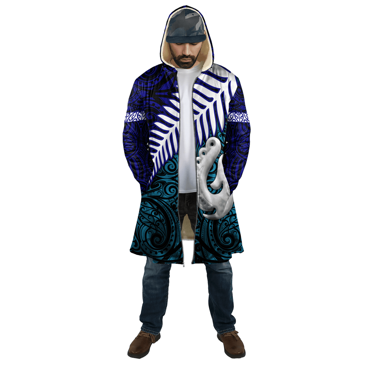 Aotearoa New Zealand Maori Fern Fish Hook Cloak For Men and Women - Polynesian Pride