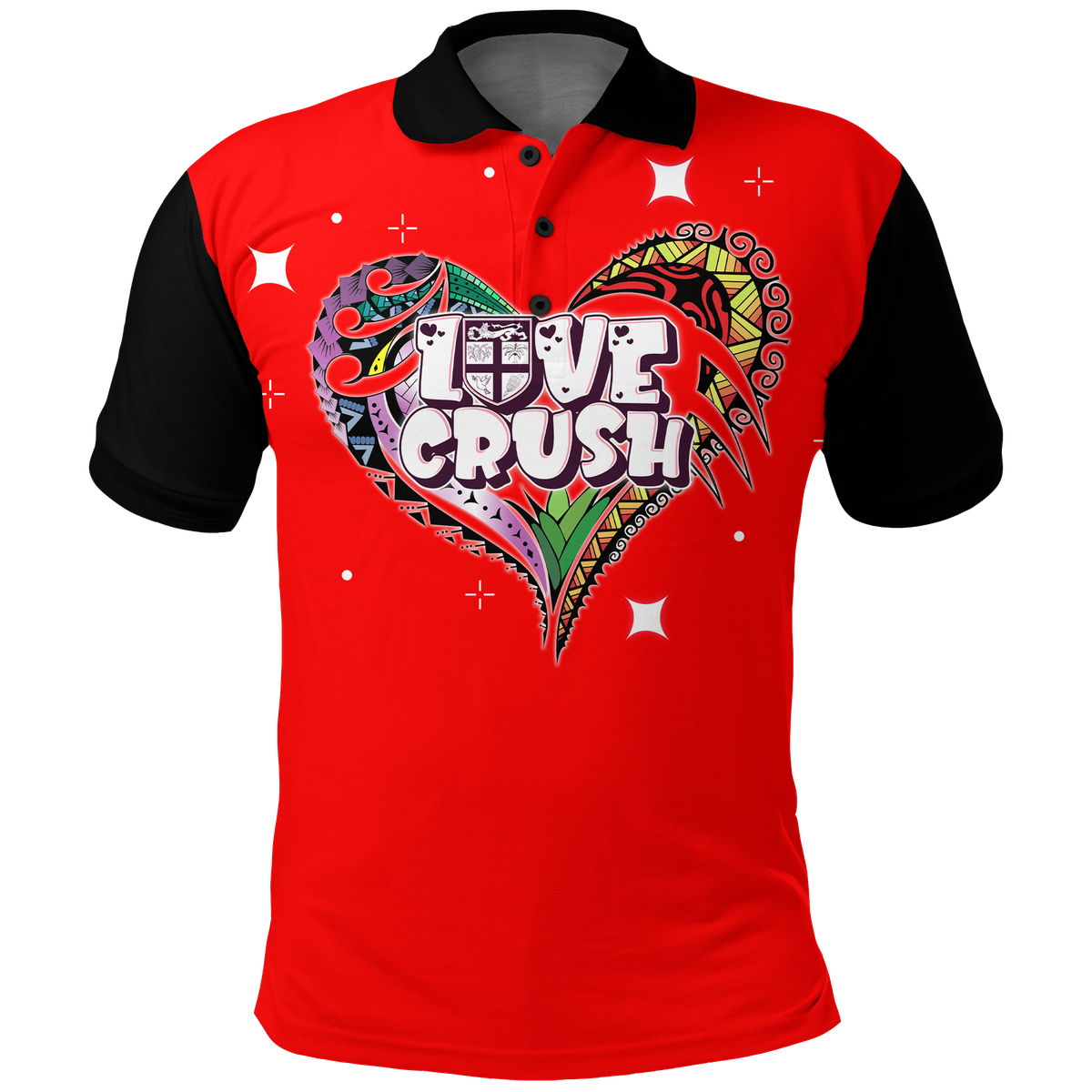 Custom Fiji Valentine Couple Heart Polo Shirt LT2 - Polynesian Pride