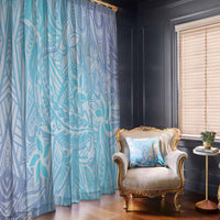 Baby Blue Gradient Polynesia Window Curtain Hawaiian Tribal Hammerhead Shark Tattoo LT14