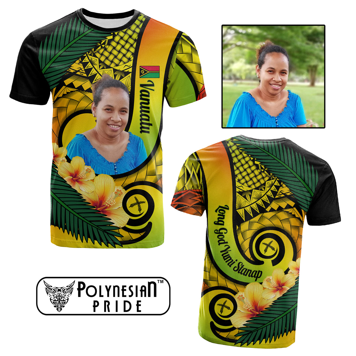 Custom Photo Vanuatu Indipendens Dei T Shirt Provinces Flag Long God Yumi Stanap CTM14
