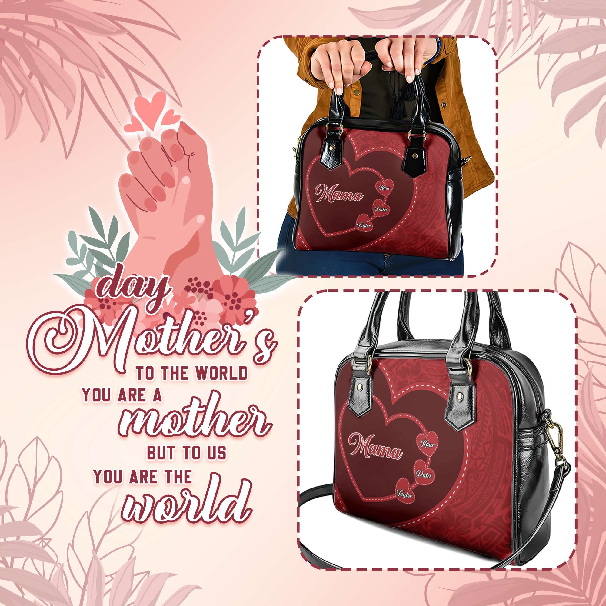 Custom Happy Mother's Day Shoulder Handbag Polynesian Pattern CTM05