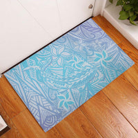 Baby Blue Gradient Polynesia Rubber Doormat Hawaiian Tribal Hammerhead Shark Tattoo LT14