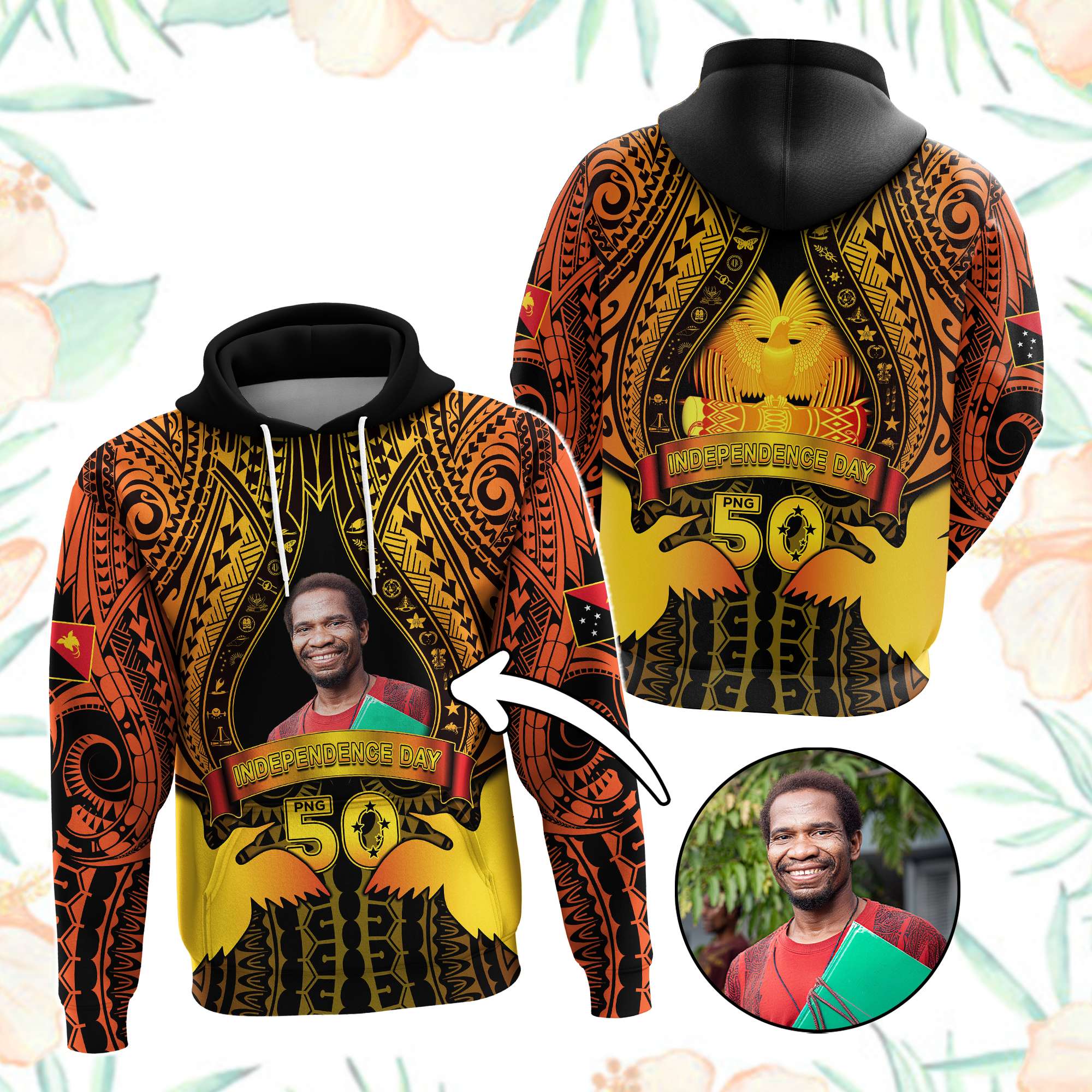 Custom Photo Papua New Guinea Independence Day Hoodie 50th Anniversary CTM05
