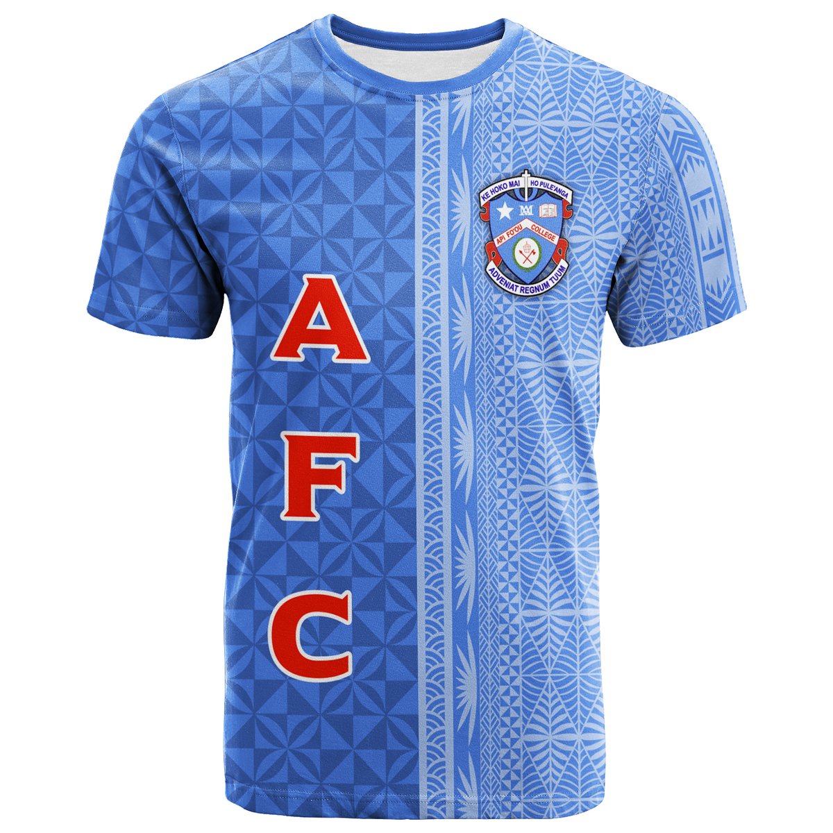 Custom Tonga Apifoou College T Shirt Tongan Tribal LT12 Blue - Polynesian Pride