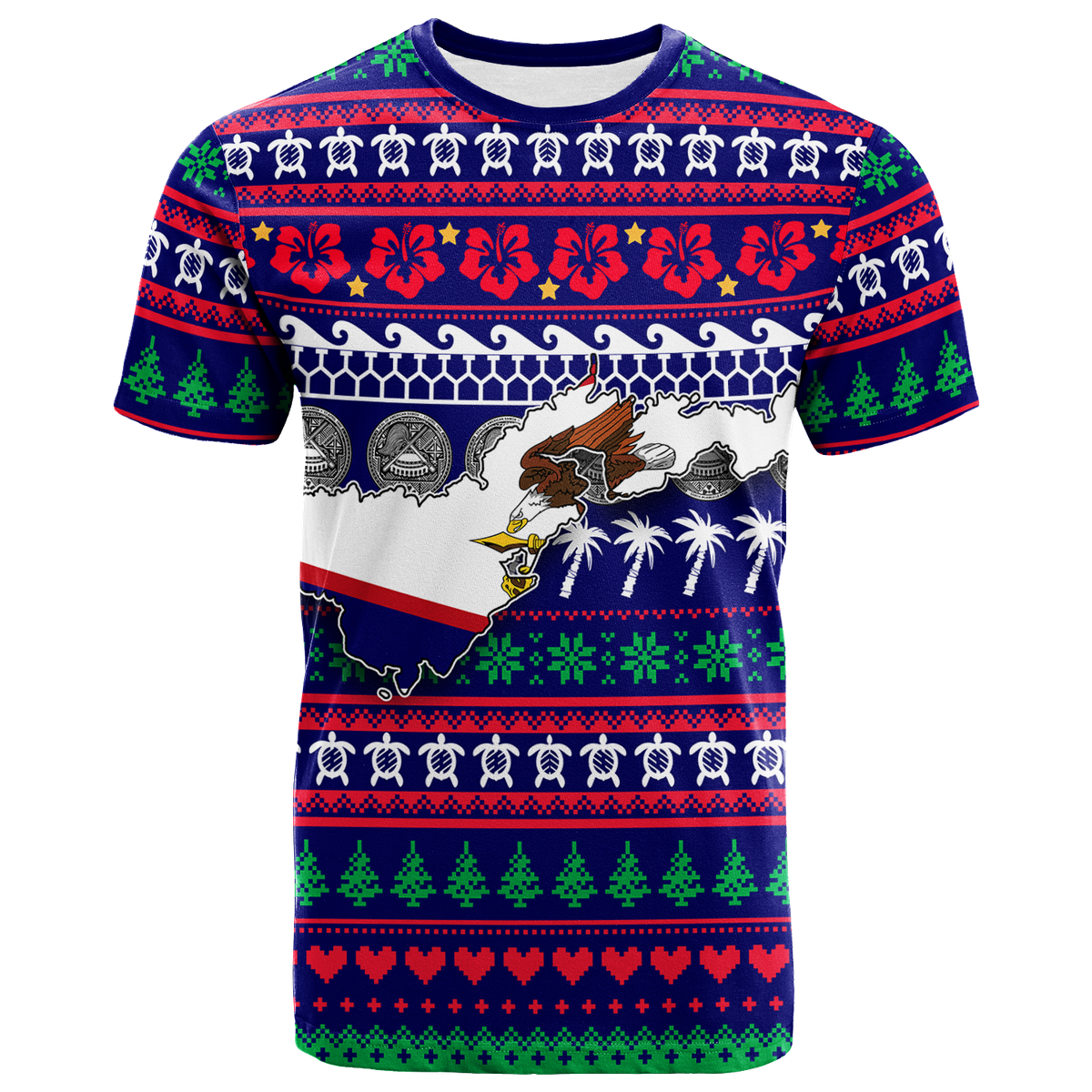 American Samoa Christmas T Shirt Ugly Christmas LT12 Unisex Blue - Polynesian Pride