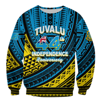 Tuvalu Sweatshirt 44th Independence Anniversary - Tribal Pattern - LT12 Unisex Blue - Polynesian Pride
