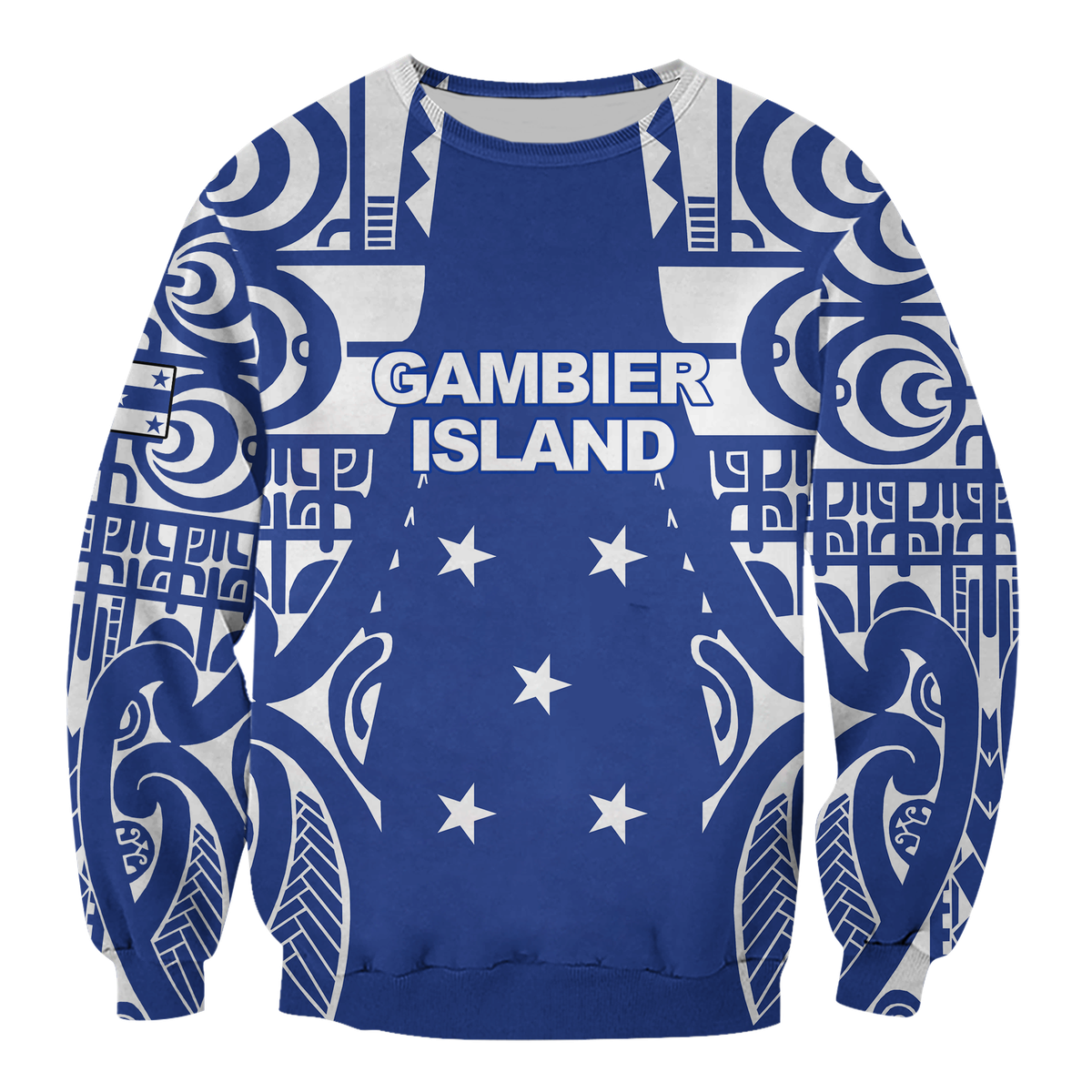 Gambier Islands Tribal Tattoo Sweatshirt - LT12 Unisex Blue - Polynesian Pride