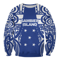 Gambier Islands Tribal Tattoo Sweatshirt - LT12 Unisex Blue - Polynesian Pride