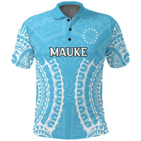 Custom Cook Islands Mauke Polo Shirt Tribal Pattern LT12 Blue - Polynesian Pride