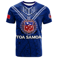 Toa Samoa Samoan Warrior – Custom Rugby T-Shirt – LT12 Blue - Polynesian Pride