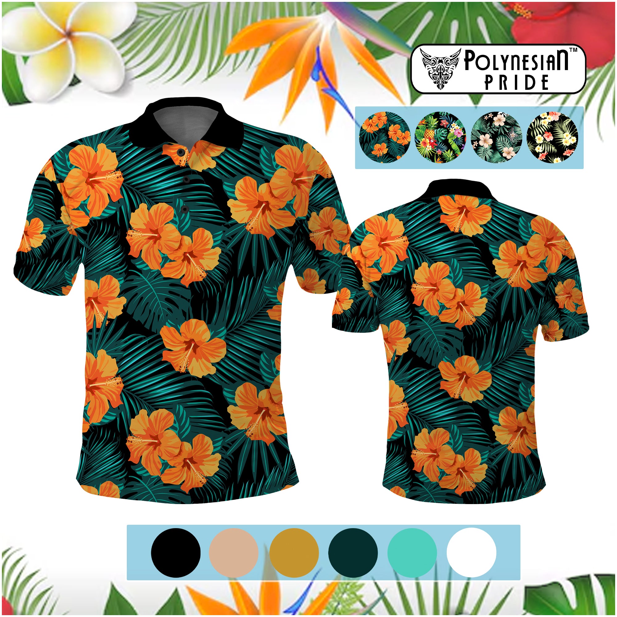 Custom Polynesia Summer Vibes Polo Shirt Tropical Flowers Pastel Style CTM14