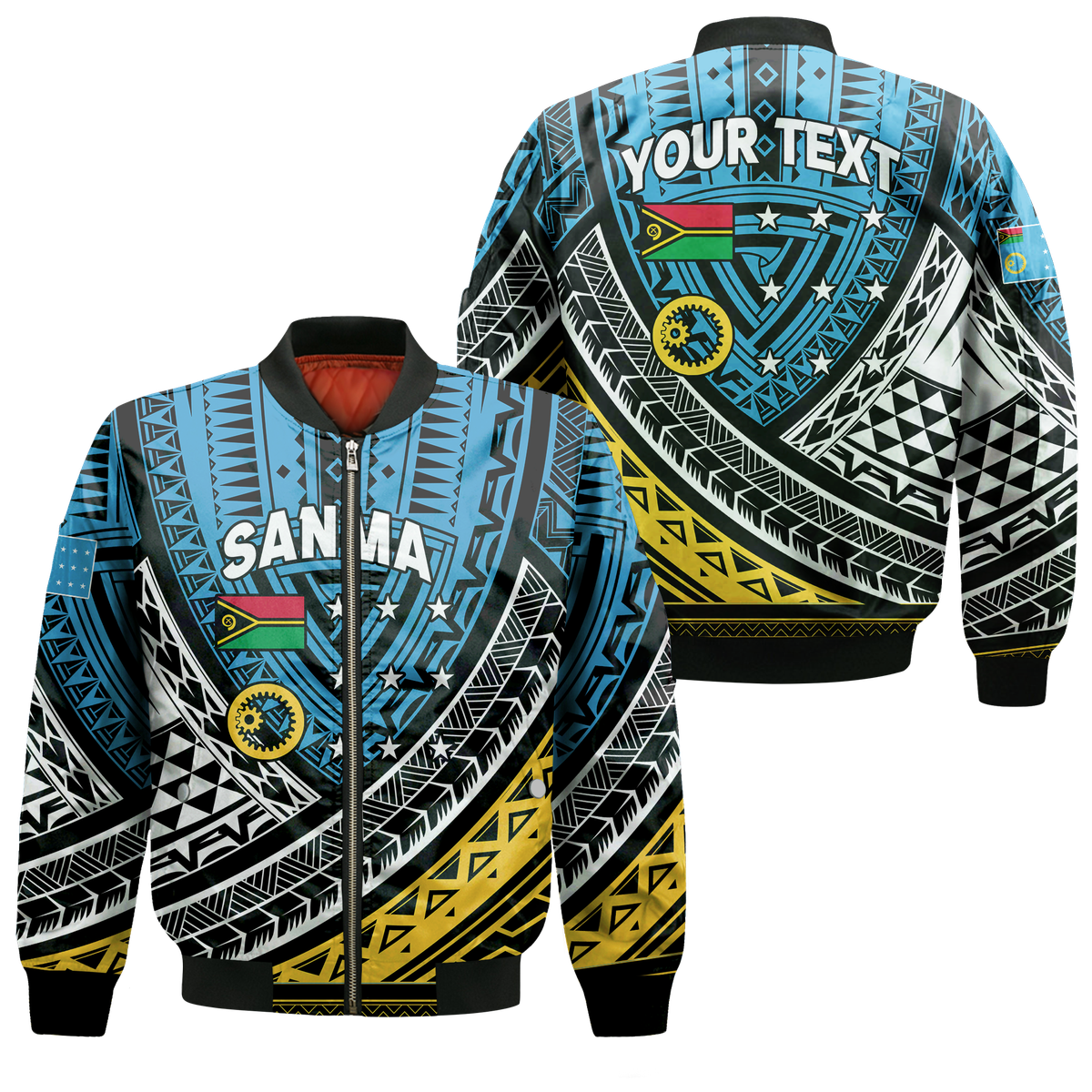 (Custom Personalised) Vanuatu Sanma Province Tribal Pattern Bomber Jacket - LT12 Bomber Jacket Blue - Polynesian Pride