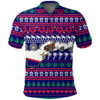 American Samoa Christmas Polo Shirt Ugly Christmas LT12 Unisex Blue - Polynesian Pride