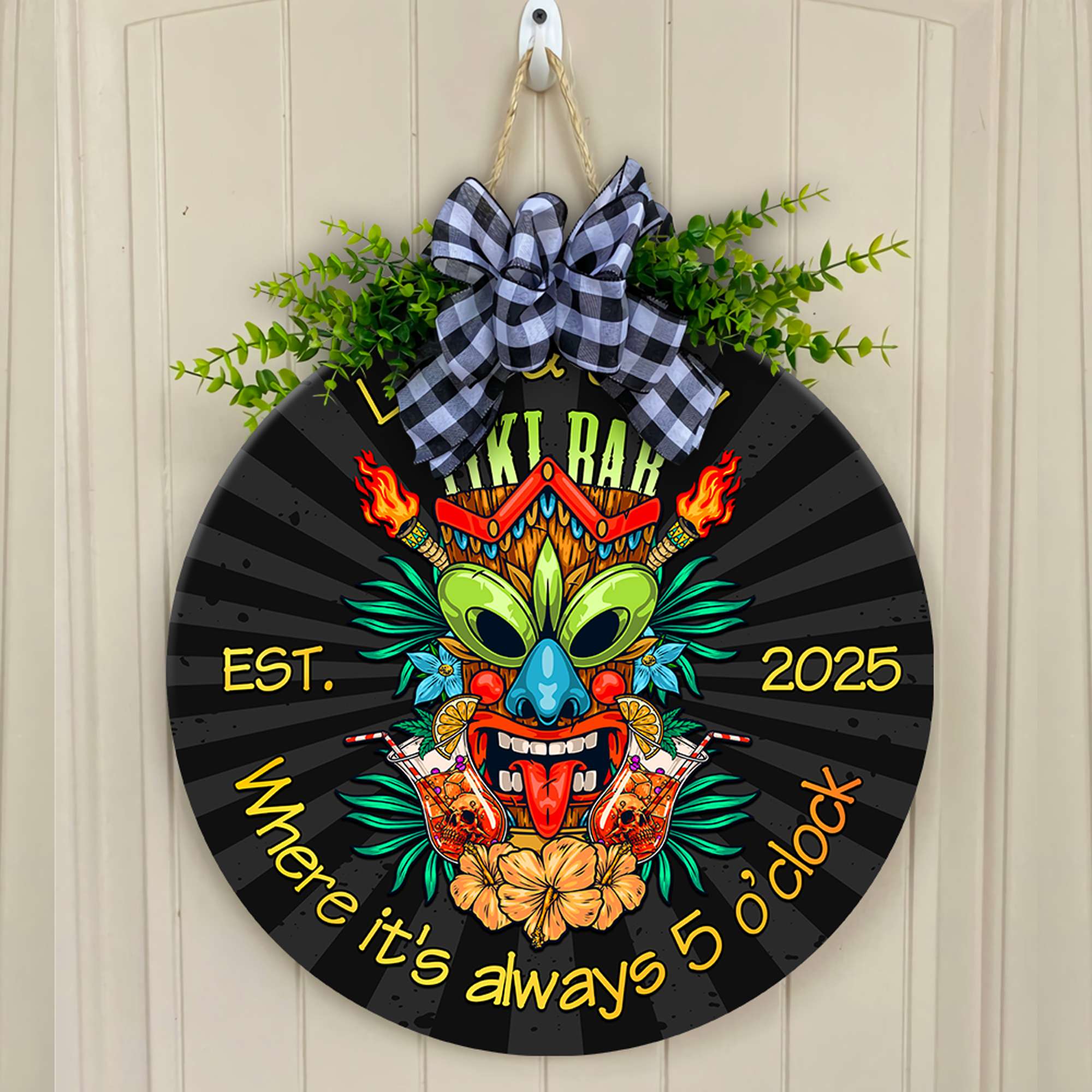 Custom Tiki Bar Round Wooden Sign CTM05