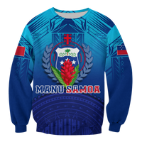 (Custom Personalised) Manu Samoa Legend Sweatshirt - LT12 Unisex Blue - Polynesian Pride
