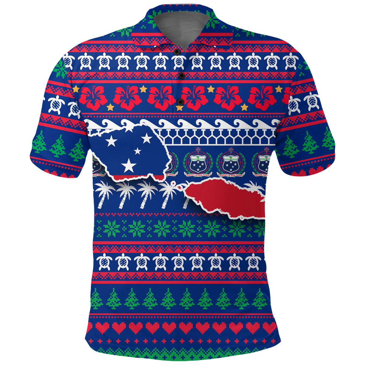 Samoa Christmas Polo Shirt Ugly Christmas LT12 Unisex Blue - Polynesian Pride
