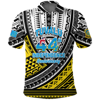Tuvalu Polo Shirt 44th Independence Anniversary Tribal Pattern White LT12 Art - Polynesian Pride