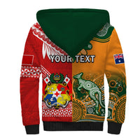 (Custom Personalised) Mate Maa Tonga And Wallabies Rugby Sherpa Hoodie Polynesian Mix Aboriginal LT14 - Polynesian Pride