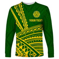 (Custom Personalised)Leone High School Pride Long Sleeve Shirt - LT12 Unisex Green - Polynesian Pride