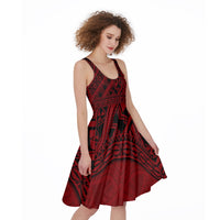 Polynesian Red Midi Dress LT9
