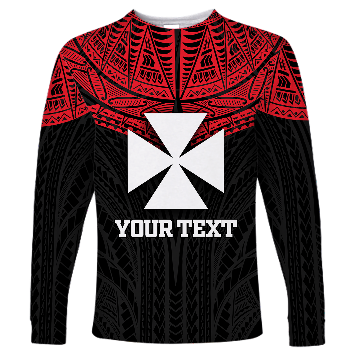 (Custom Personalised)Wallis And Futuna Pride Long Sleeve Shirt - LT12 Unisex Red - Polynesian Pride