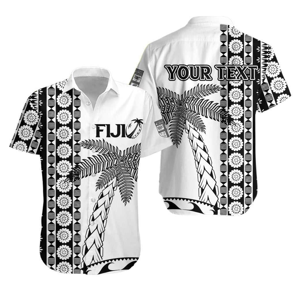 (Custom Personalised) Fiji Rugby Hawaiian Shirt - Coconut Tree With Tapa Pattern - LT12 White - Polynesian Pride