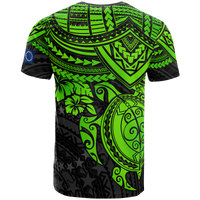 Cook Islands Polynesian T Shirt Cook Islands Flag Green Turtle Hibiscus - Polynesian Pride