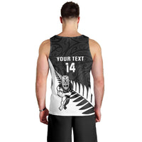 Personalised New Zealand Silver Fern Rugby Men Tank Top All Black Go Champions Maori Pattern LT14