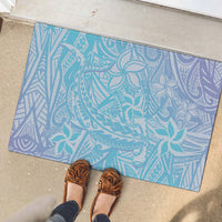 Baby Blue Gradient Polynesia Rubber Doormat Hawaiian Tribal Hammerhead Shark Tattoo LT14