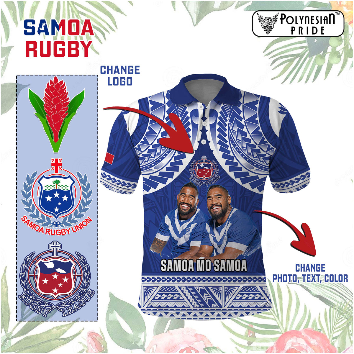 Custom Photo Samoa Rugby Polo Shirt 685 Proud Toa Samoa, Manu Samoa And Manu Samoa 7s Logo CTM14