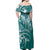 Polynesian Pride Off Shoulder Long Dress Polynesia Tribal Royal Turquoise LT14 - Polynesian Pride