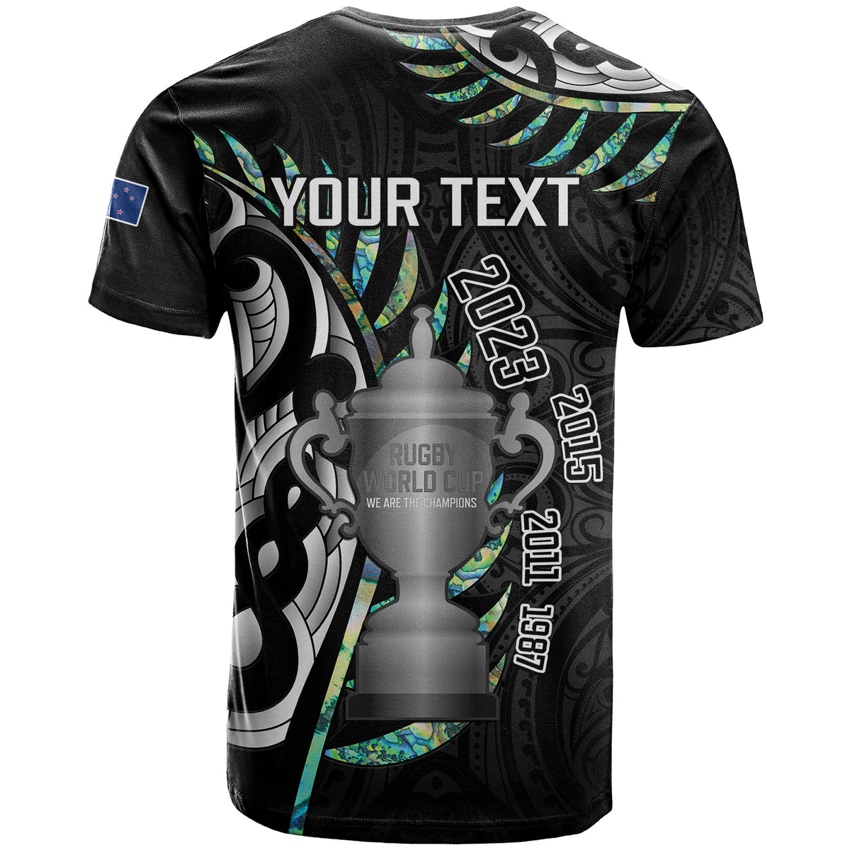 Personalised New Zealand Fern Rugby T Shirt Aotearoa Forever Champions Trophy LT14 - Polynesian Pride
