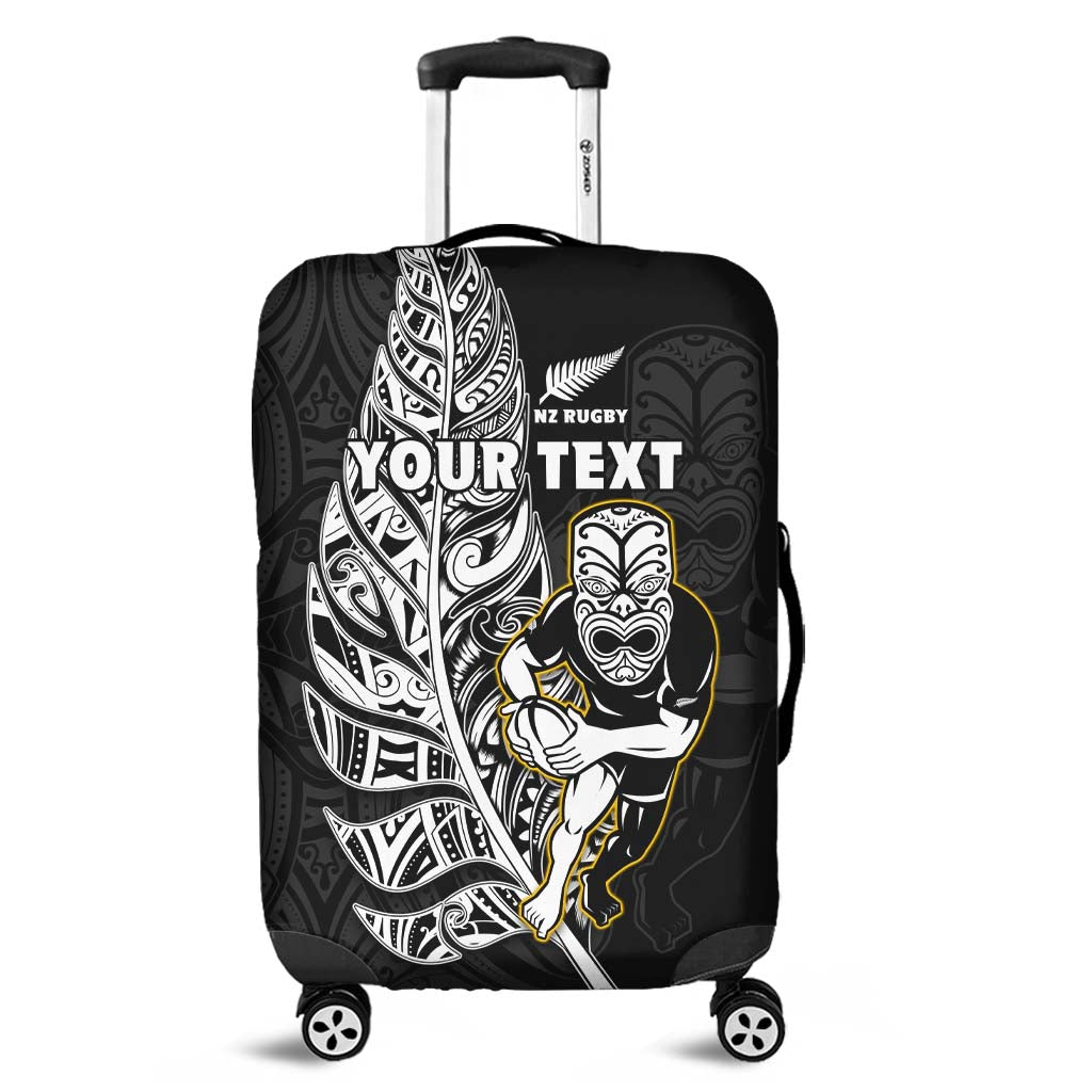 (Custom Personalised) New Zealand Silver Fern Rugby Luggage Cover All Black Maori Version Black LT14