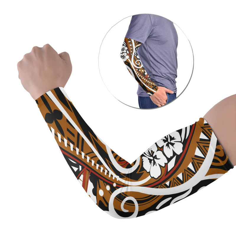 Plumeria Polynesian Arm Sleeve (Set of 2) Trending Brown LT6 Set of 2 brown - Polynesian Pride