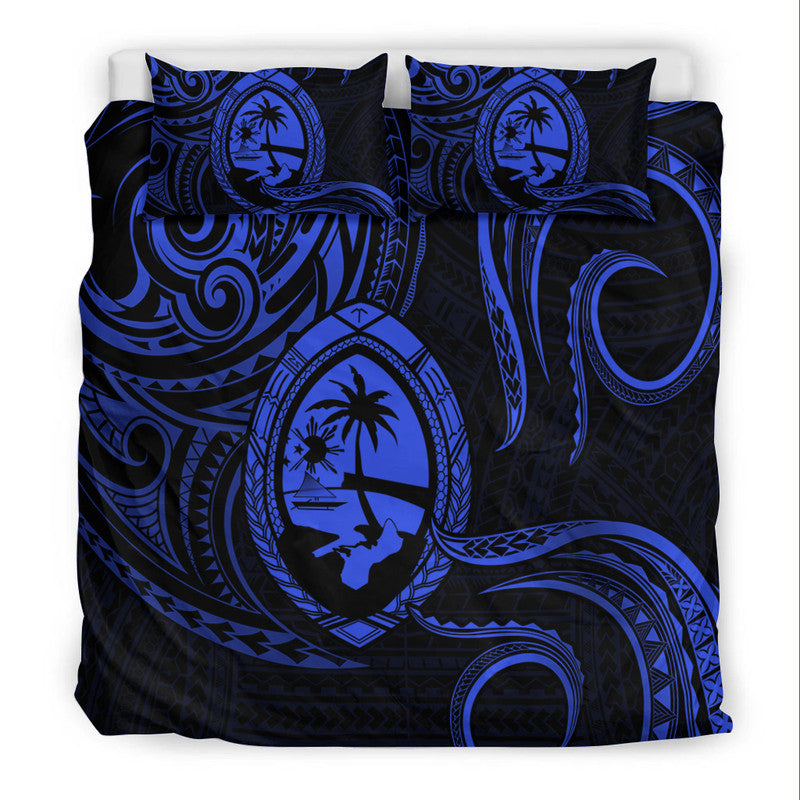 Polynesian Pride Guam With Polynesian Tribal Tattoo and Coat of Arms Bedding Set Blue Version LT9 - Polynesian Pride
