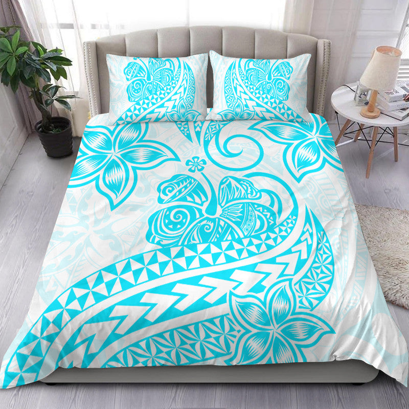 Polynesian Tribal Tattoo Retro Bedding Set Aqua Screen Color LT9 Aqua - Polynesian Pride
