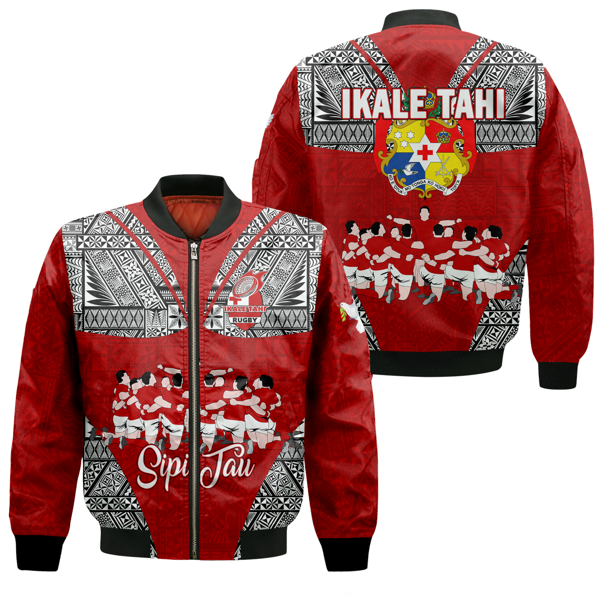 Tonga Rugby Ikale Tahi Sipi Tau Bomber Jacket - LT2 Unisex RED - Polynesian Pride