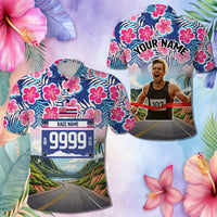 Custom Race Bib and Photo Marathon Nature and Tropical Style Polo Shirt