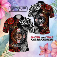 Custom Photo Australia and New Zealand Together Polo Shirt Aboriginal and Maori Art Tattoo